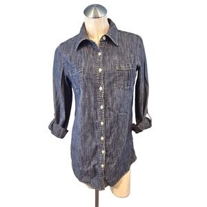 Chico's Size 0 S Denim Button Up Shirt